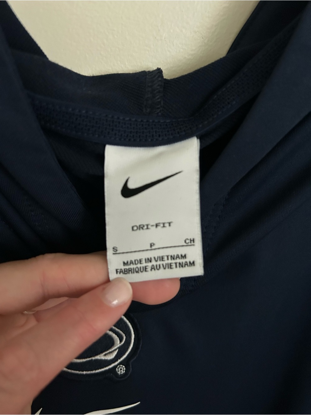 Nike Navy Pullover Dri-FIT Hoodie with White Logos - Picture 3 of 3